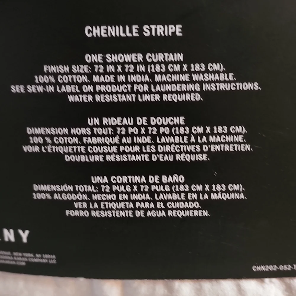 Dkny Shower Curtain Gray White Chenille Stripe NWT